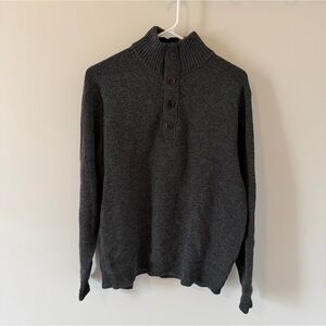 J. Crew Men’s Button Lambswool Sweater Charcoal Gray Size Medium Pullover